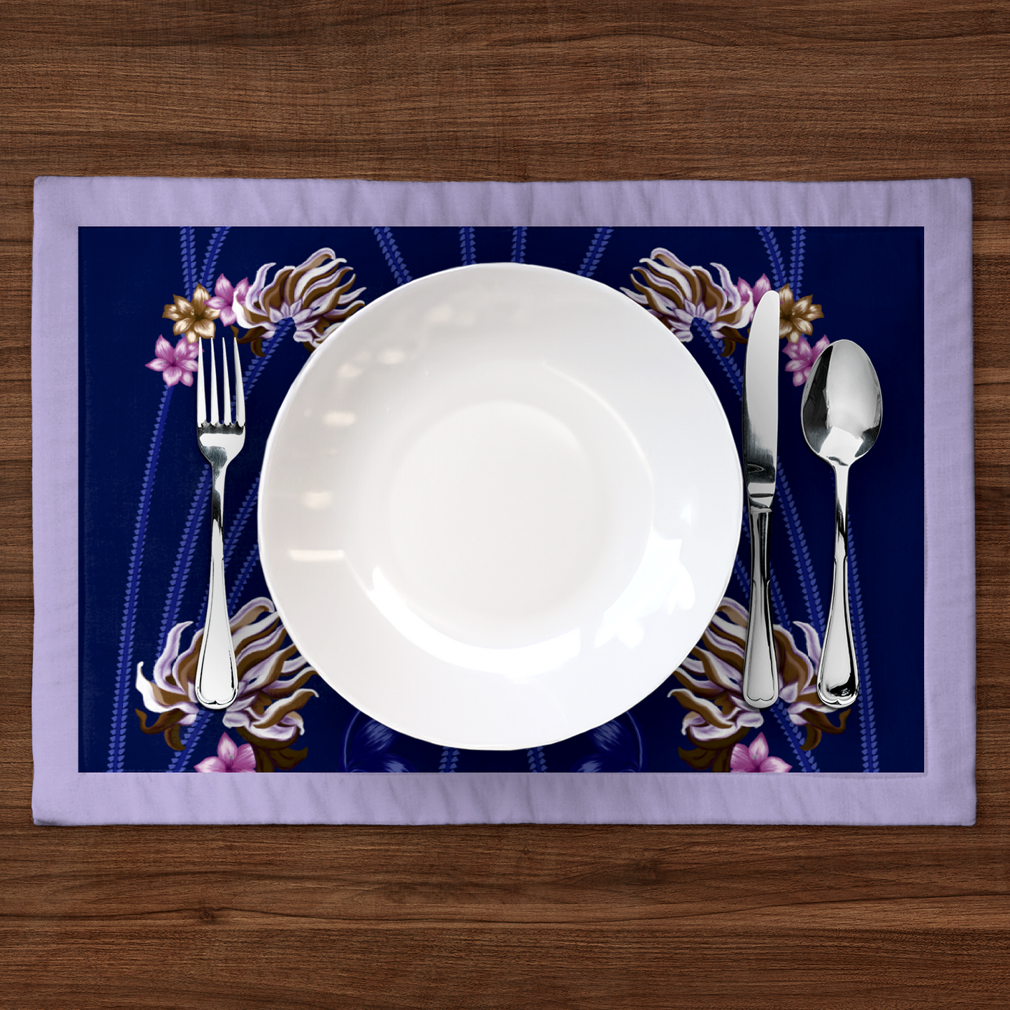 Art Nouveau Placemat in Navy in Mid Cotton Twill