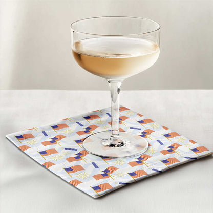 Fourth of July Party Cocktail Napkin in Organic Cotton Voile