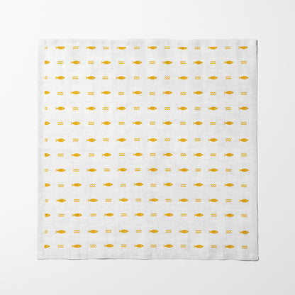 Fish and Waves Napkin in Orange
