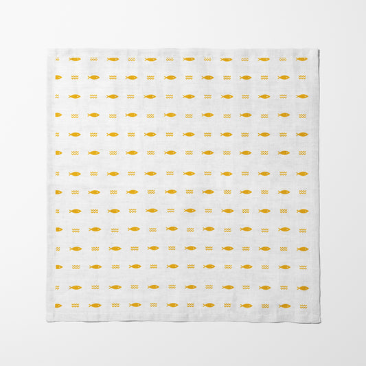 Fish and Waves Napkin in Orange