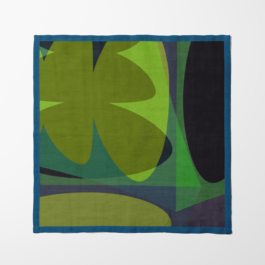 Big Shapes Napkin in Green and Blue in Lightweight Linen