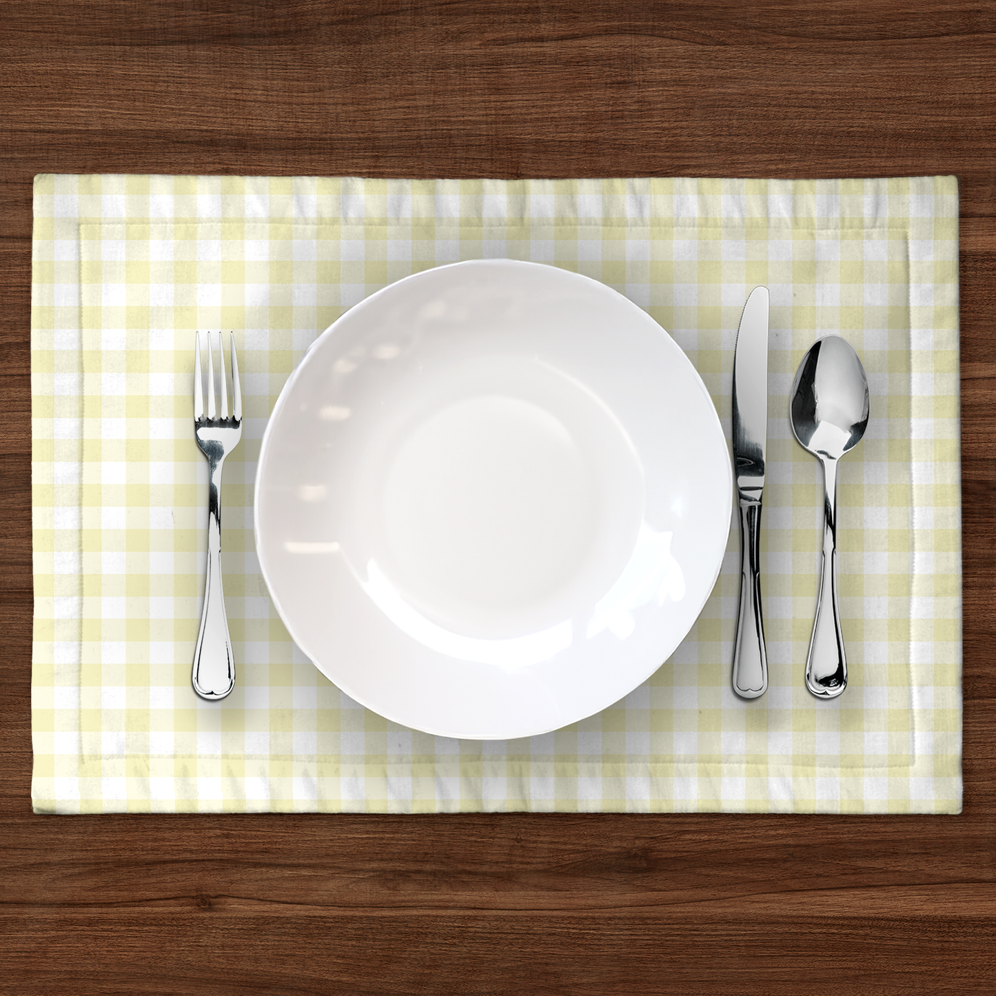 ONE Mini Gingham Placemat in Pastel Yellow in Mid Weight Cotton Twill