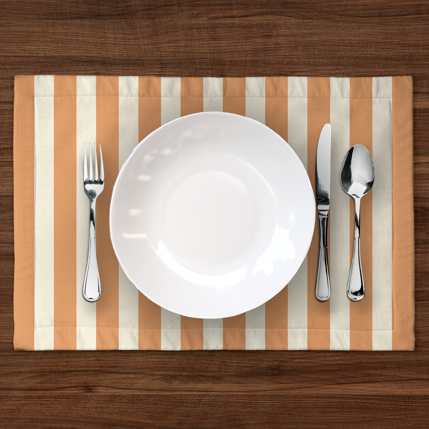 ONE Medium Stripes Placemat - Burnt Butter in Lightweight Linen