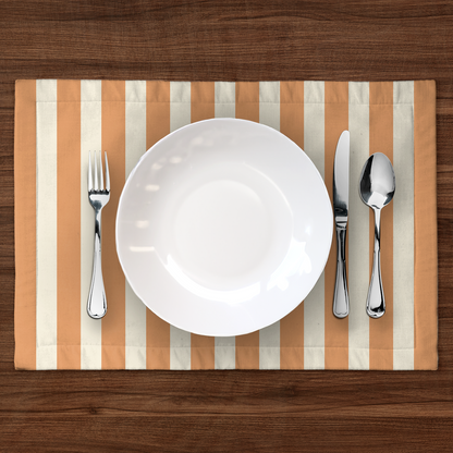 ONE Medium Stripes Placemat - Burnt Butter in Lightweight Linen