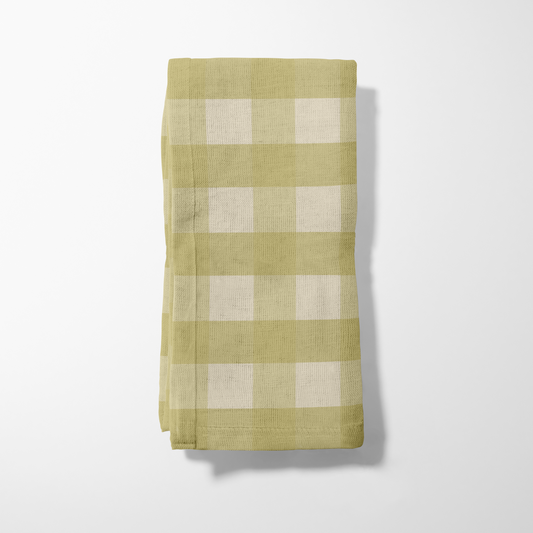 ONE Small Gingham Napkin - Moss in Lightweight Linen