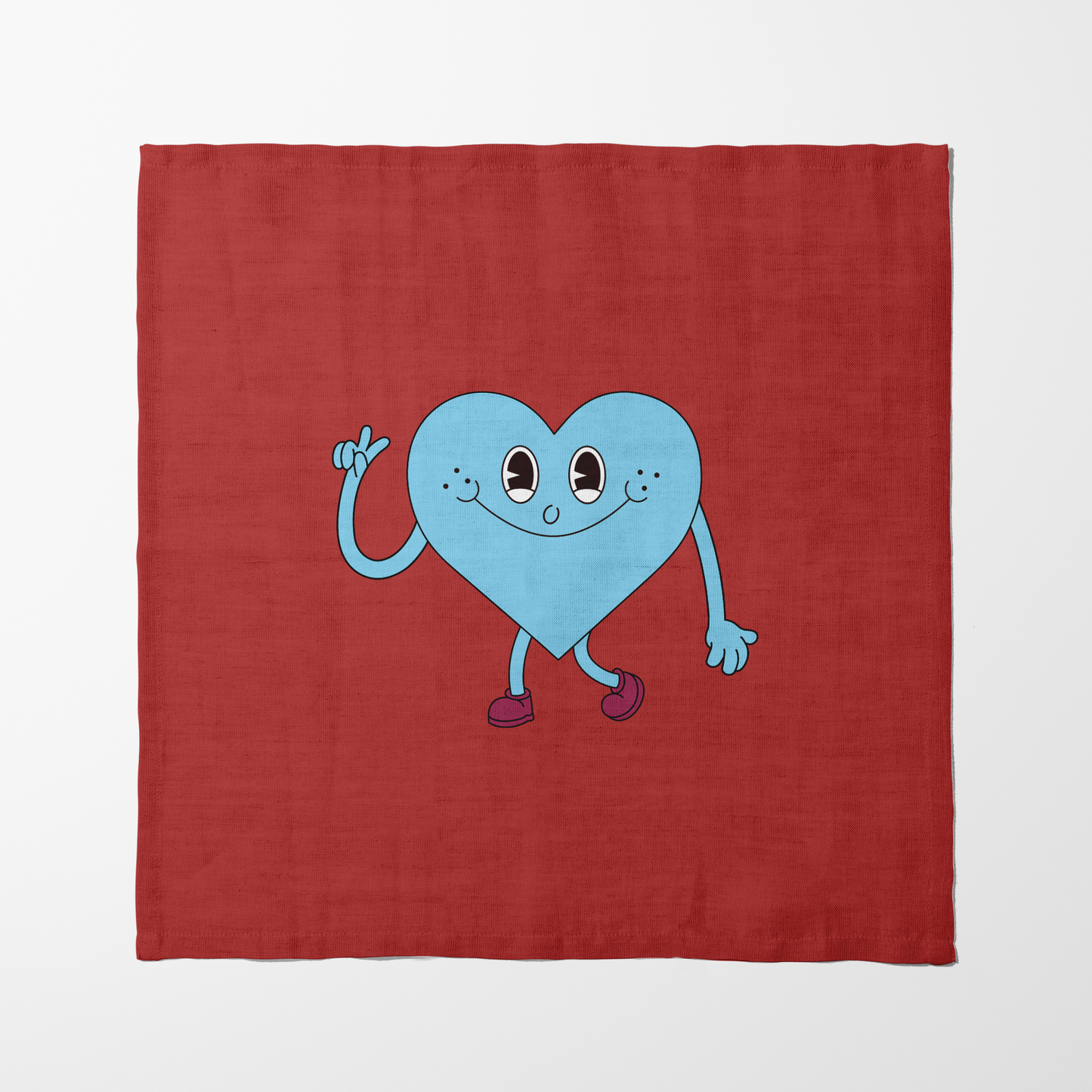 Blue Heart Napkin in Zebra Red