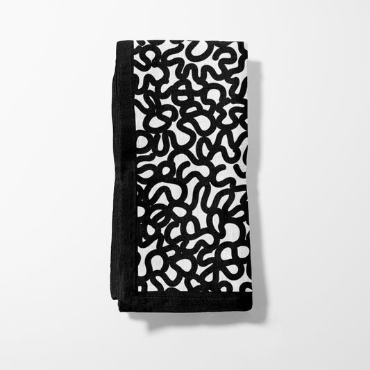 Wiggle Modern Graphic Black and White Napkin