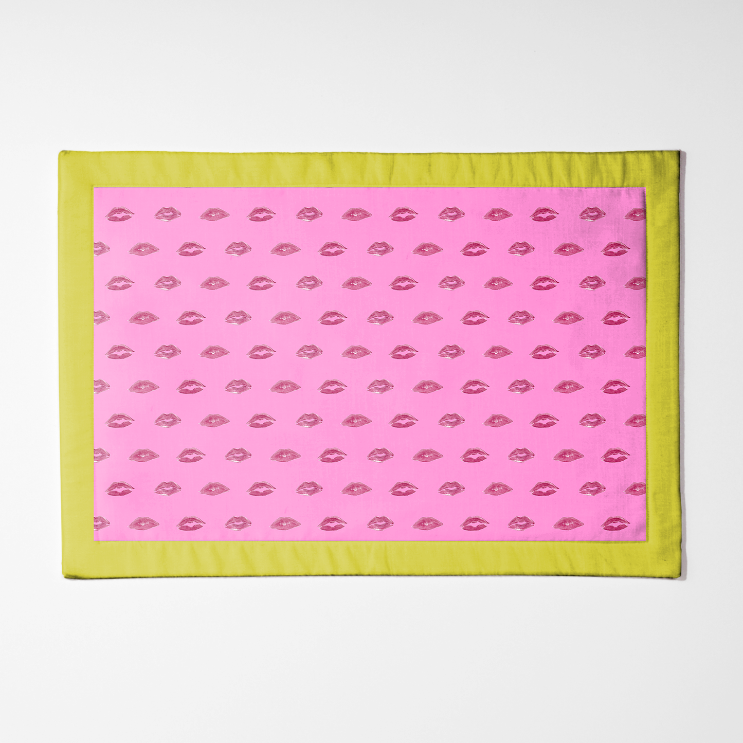 Love Pink Smooch with Laughter Yellow Placemat