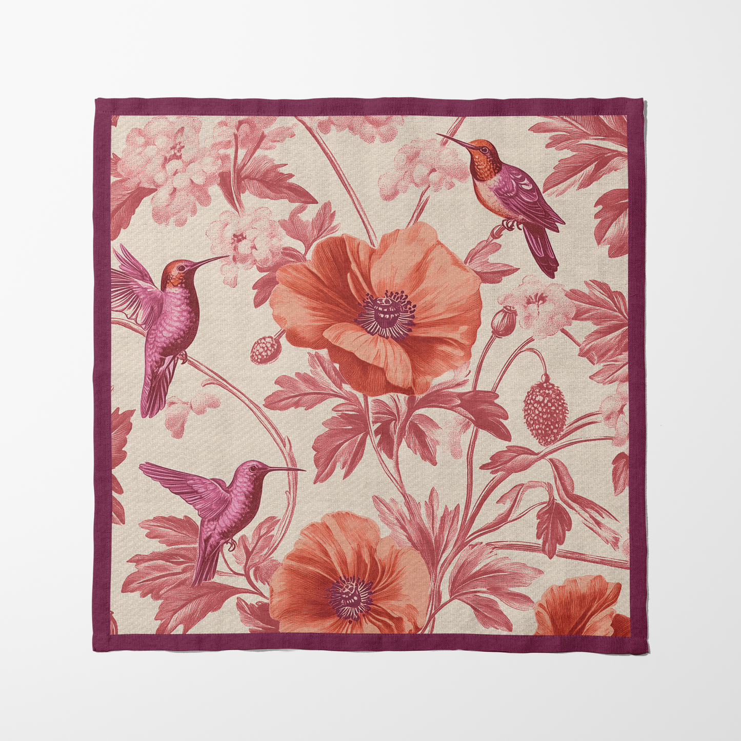 Poppy Bird Ballet Napkin in Faded Petal