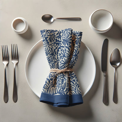 Jazz Garden Napkin in Navy Blue