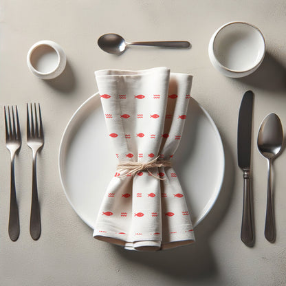 Fish and Waves Napkin in Red