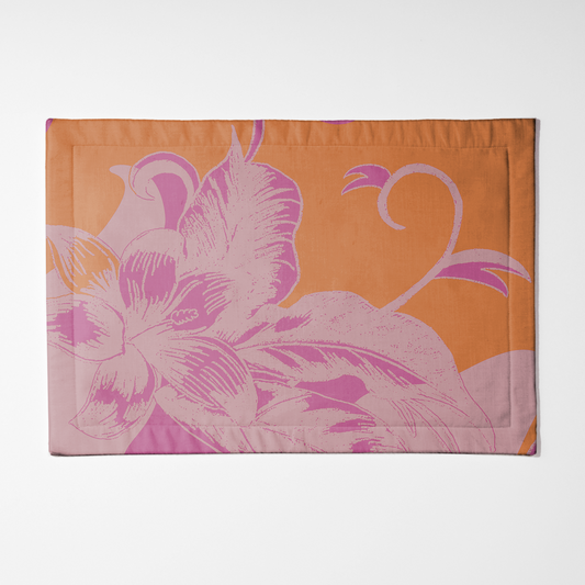 Tropical Paissage Placemat in Pink & Orange in Lightweight Linen