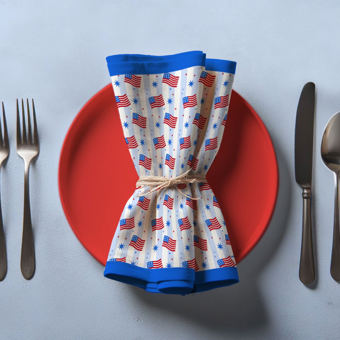 Red White Blue Napkin in Organic Cotton Voile