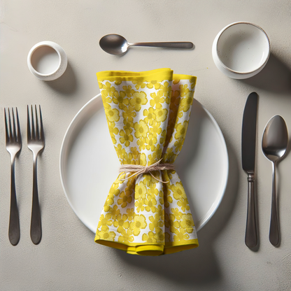 Canary Floral Napkin in Organic Cotton Voile