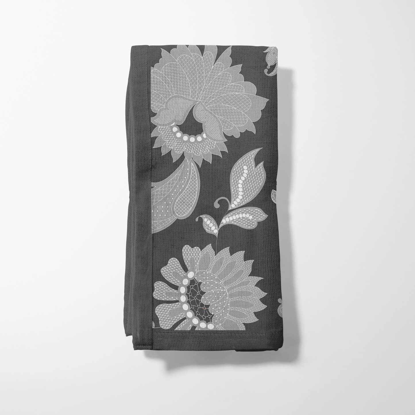 Grey Legacy Lace Napkin in Organic Cotton Voile