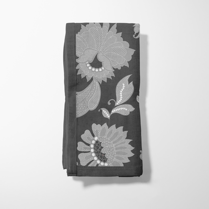 Grey Legacy Lace Napkin in Organic Cotton Voile