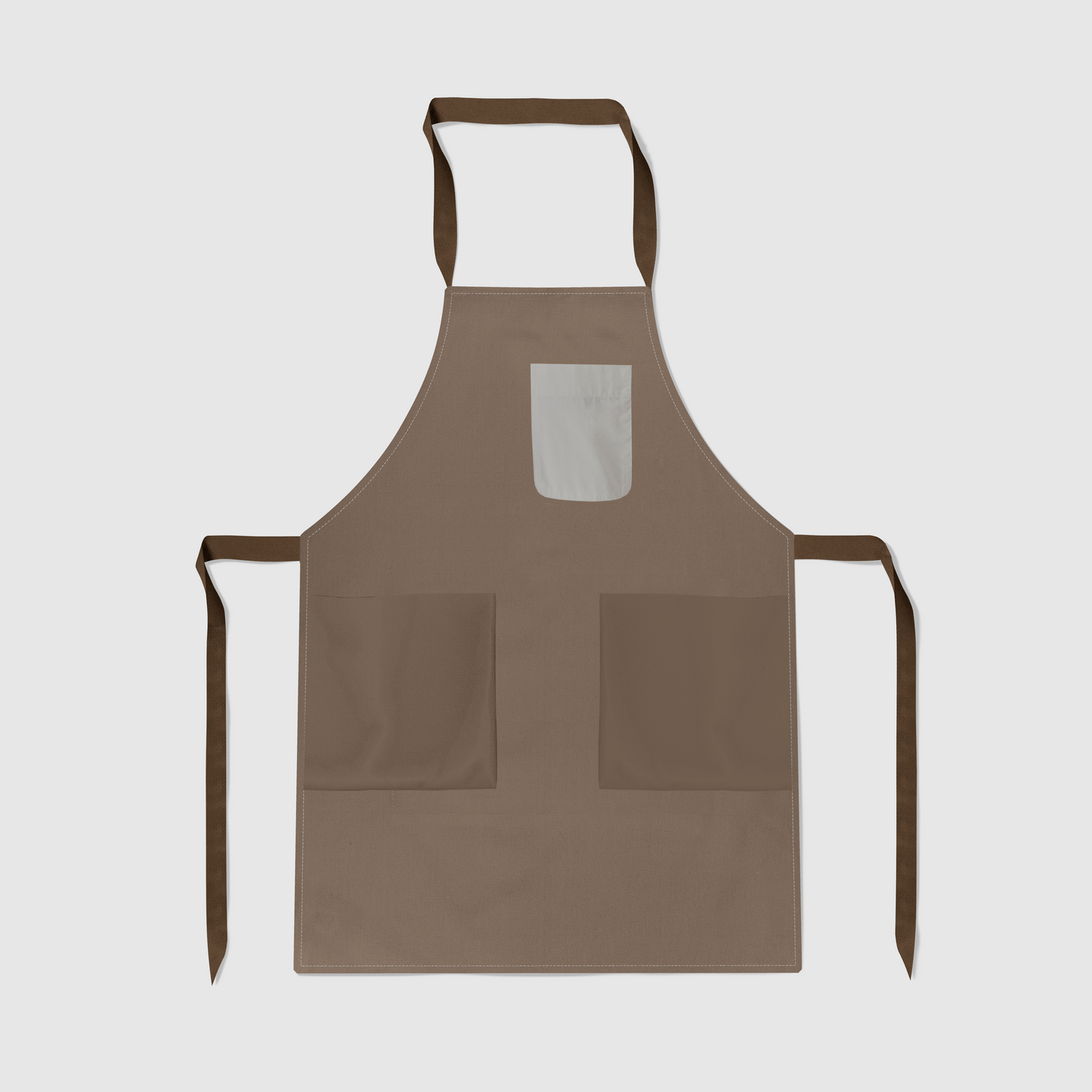 Solid Full Chef Apron in Light Brown with Bone Pocket