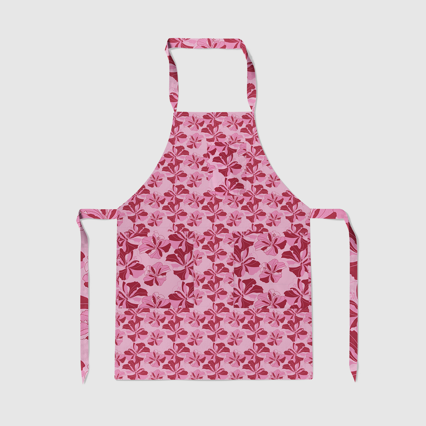 Tropical Cayena Full Chef Apron in Pink & Red Organic Cotton Canvas Mid Weight