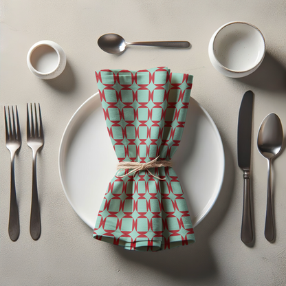 Come Share the Table with Me Napkin - Red Lime in Lightweight Linen