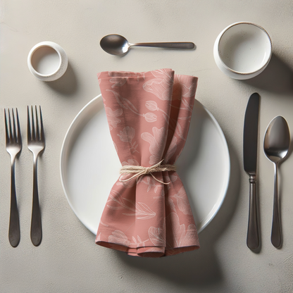 Summer Flowers Napkin in Coral
