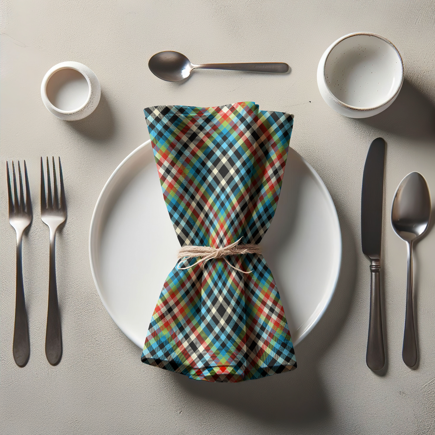 Kaleidoscope Plaid Napkin in Lightweight Linen