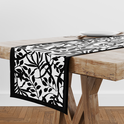 Figi Floral Runner in White and Black