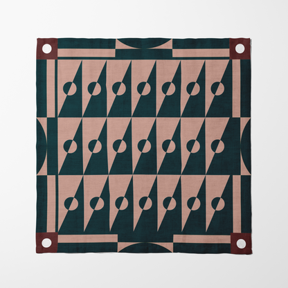 Green Backgammon Napkin in Lightweight Linen