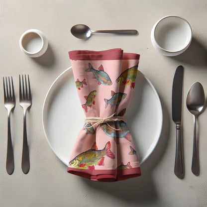 Rainbow Fish Napkin in Pink