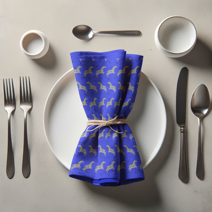 Leaping Zebras in Blue in Organic Cotton Voile