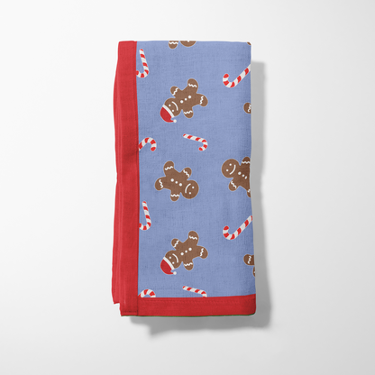 Gingerbread Dudes Napkin in Melted Snow with Light Red Border