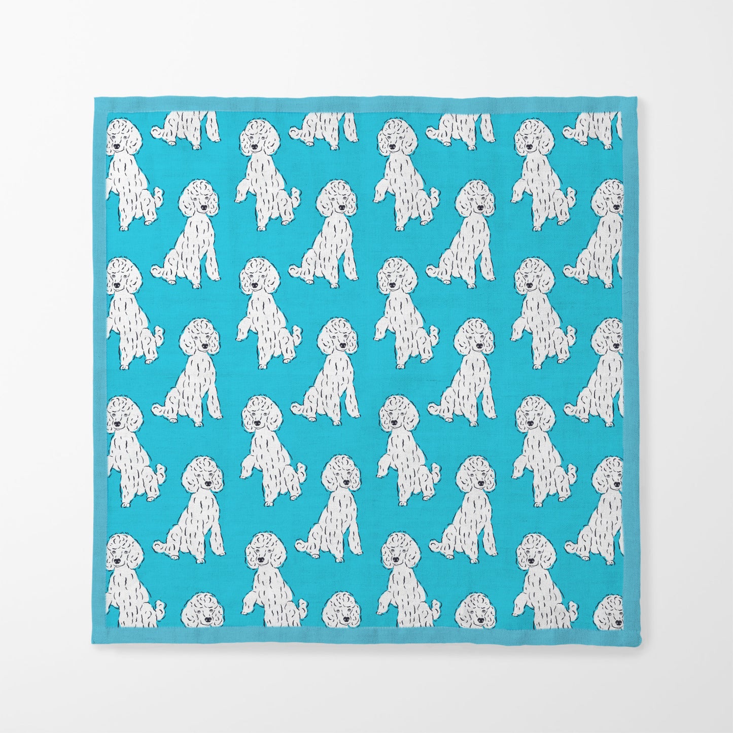Oy with the Poodles Napkin in Aqua in Organic Cotton Voile