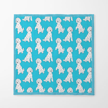 Oy with the Poodles Napkin in Aqua in Organic Cotton Voile