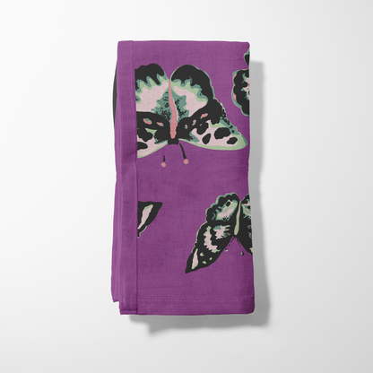 Sweet Butterflies Napkin in Purple in Lightweight Linen