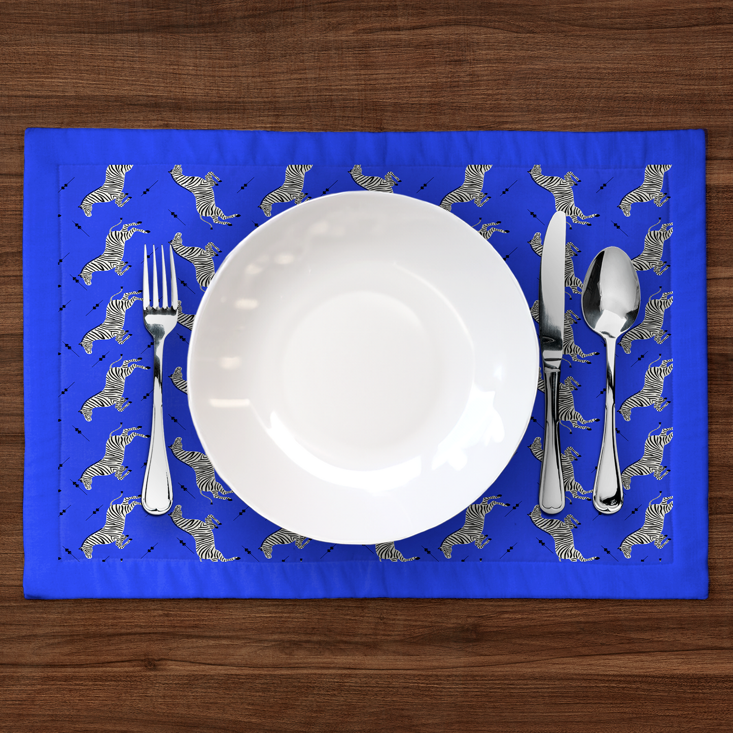 Leaping Zebras Placemat in Blue