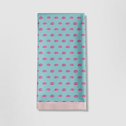 Aqua Smooch with Valentine Pink Tea Towel