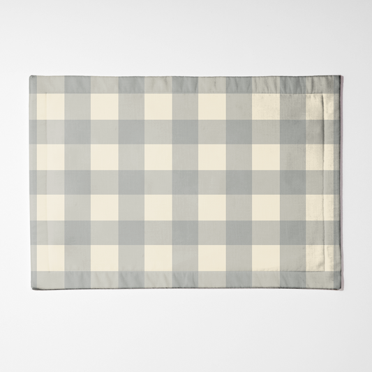 ONE Large Gingham Placemat - Stone in Lightweight Linen