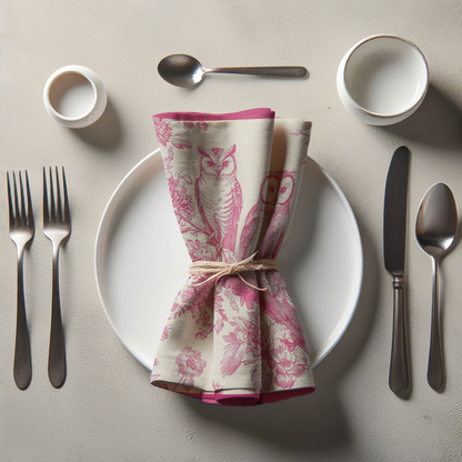 Woodland Wisdom Napkin in Sweet Pink