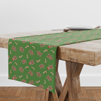 Gingerbread Dudes Table Runner in Green