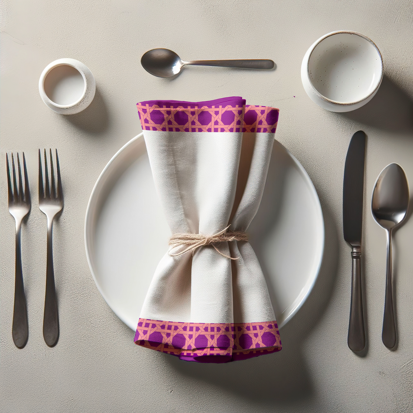 Servillarte Purple and Rattan Napkin