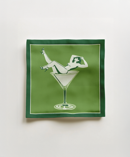 Cheers Darling Cocktail Napkin in Mojito in Lightweight Linen