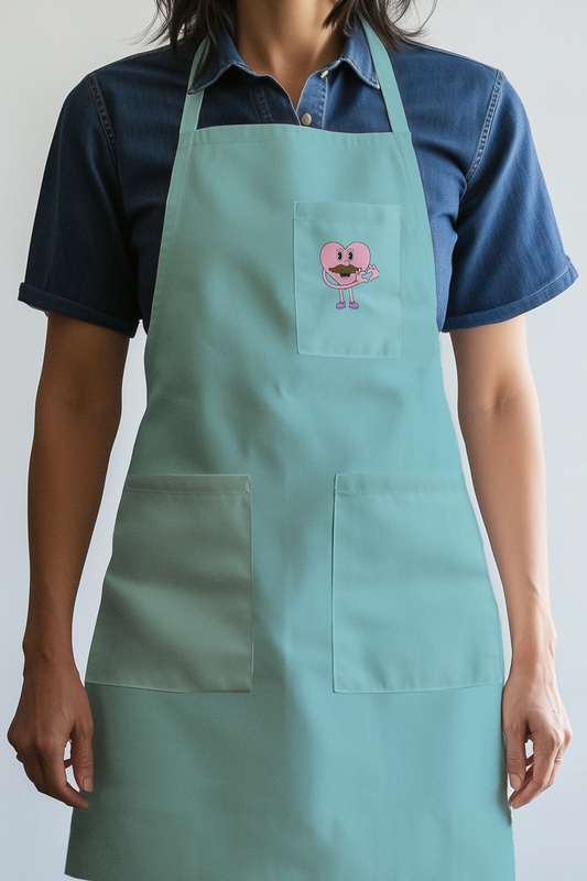 Mustache Heart with Aqua Apron