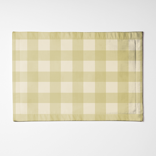 ONE Large Gingham Placemat - Moss in Mid Cotton Twill