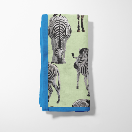 Zias Zebras Napkin in Lime Cerulean