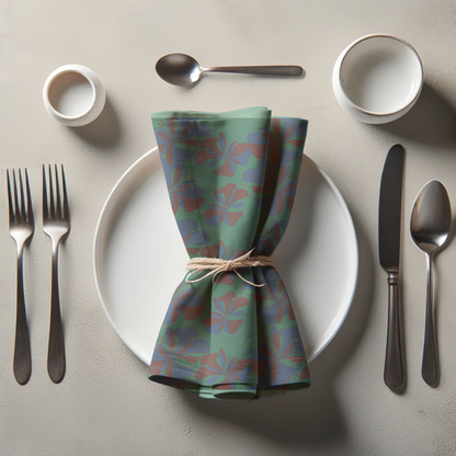 Tropical Cayena Napkin in Green in Organic Cotton Voile