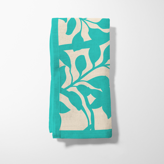 Figi Floral Napkin in Blue in Organic Cotton Voile