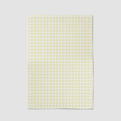 ONE Mini Gingham Tea Towel in Pastel Yellow - Mid Cotton Twill