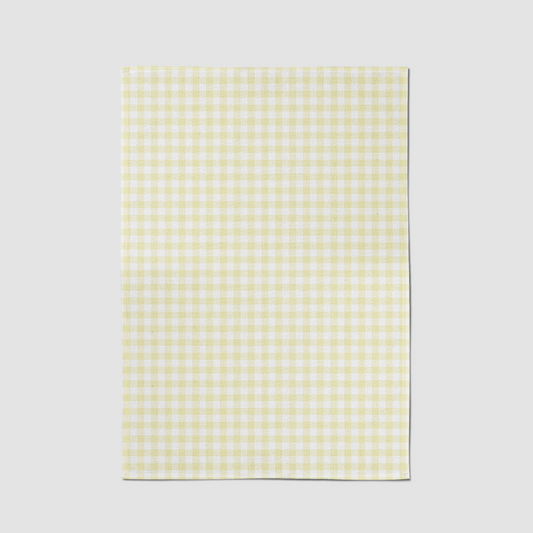 ONE Mini Gingham Tea Towel in Pastel Yellow - Mid Cotton Twill