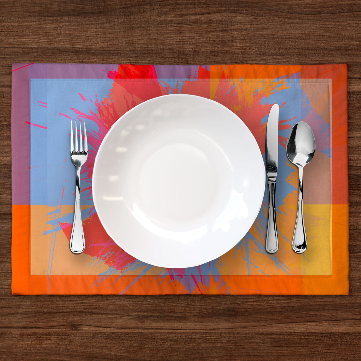 Flower Burst Placemat in Red in Mid Cotton Twill