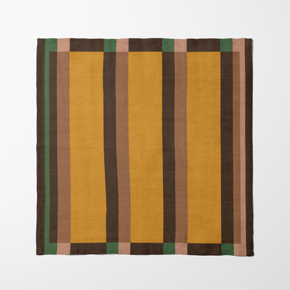 Candy Stripes Orange  Brown Napkin in Lightweight Linen