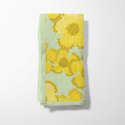 Canary Floral Napkin in Sage - Lightweight Linen